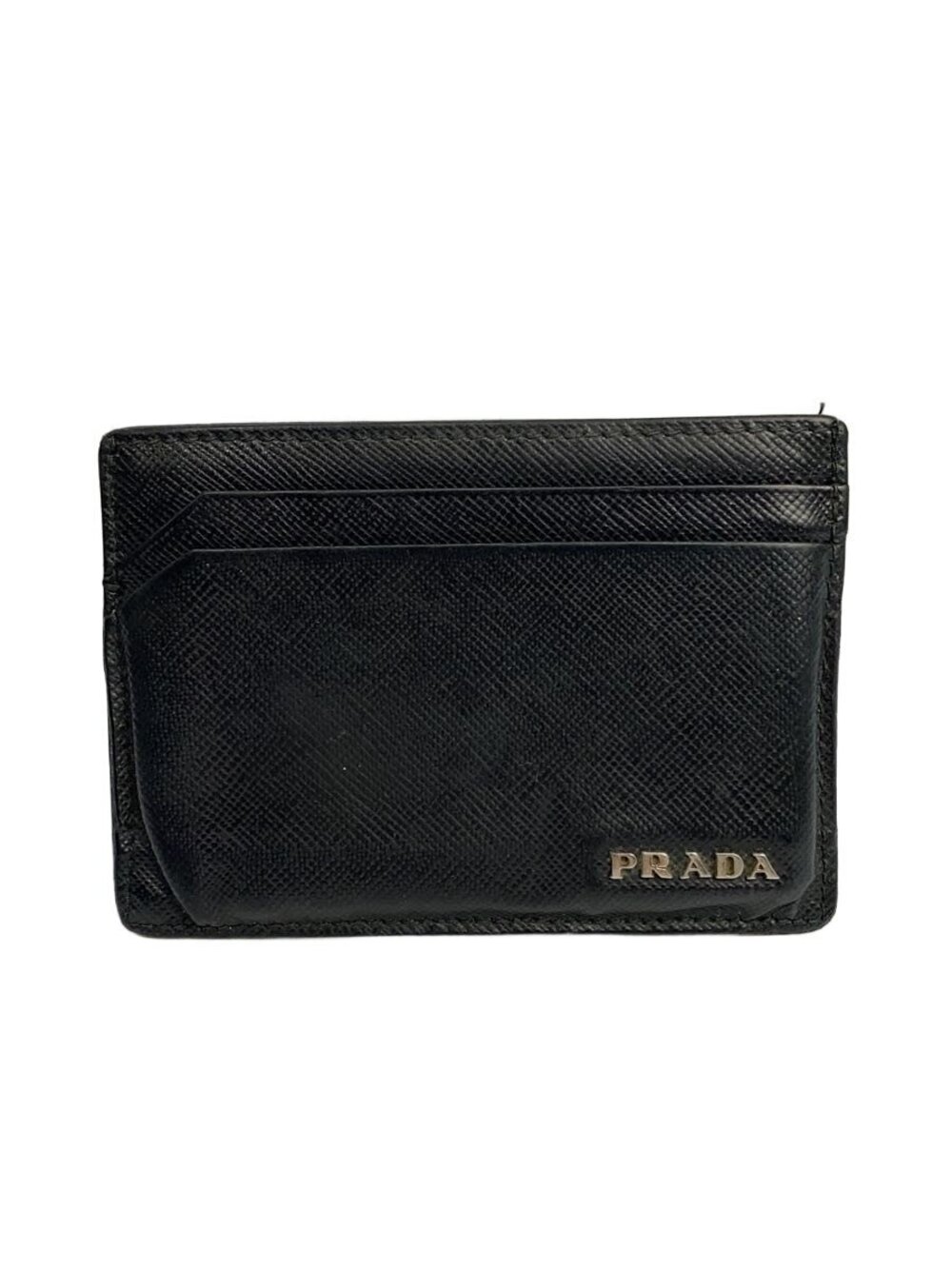 Prada Card Case Wallet Leather Black